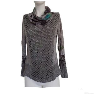 Cativa lightweight sweater knit top pullover cowl neck womens size Large